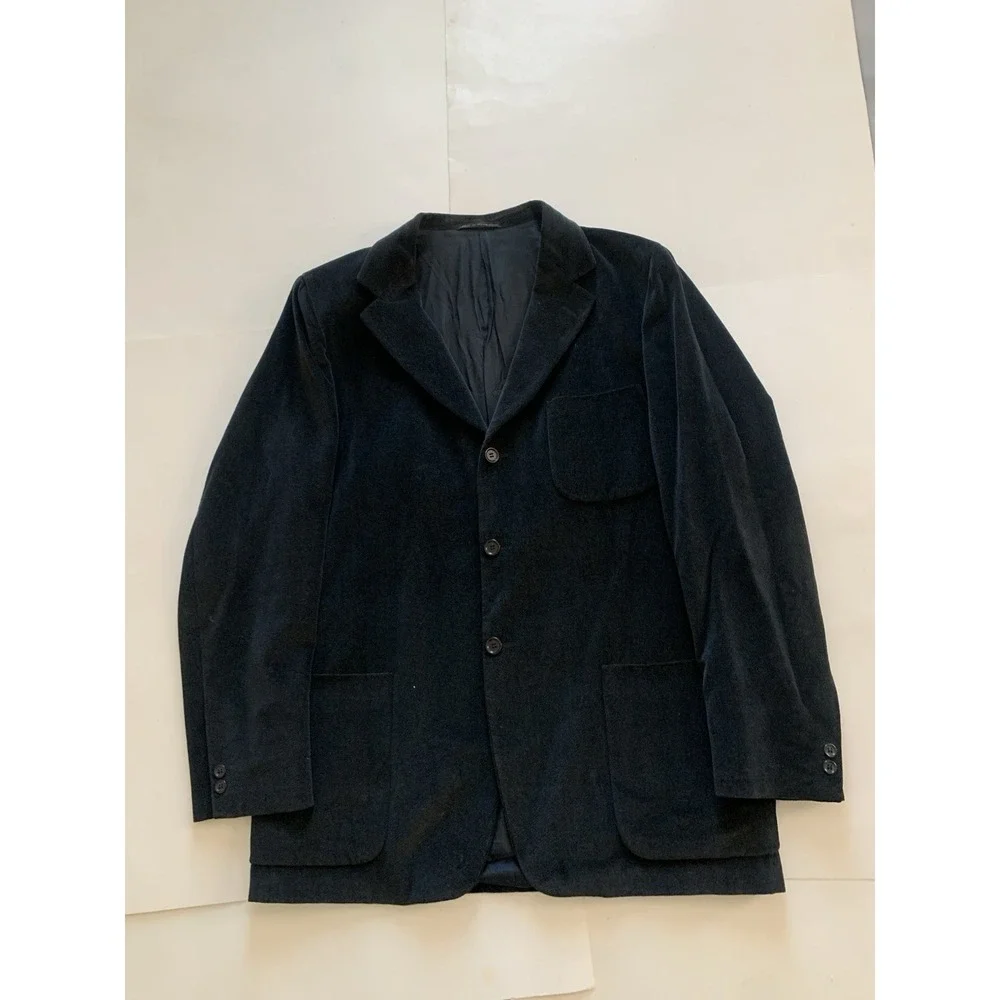 Ermenegildo Zegna Soft Men's 44 Black Corduroy Blazer Switzerland 3 Button
